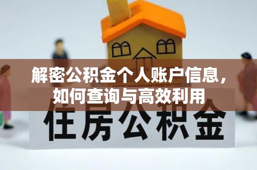 静乐解密公积金个人账户信息，如何查询与高效利用