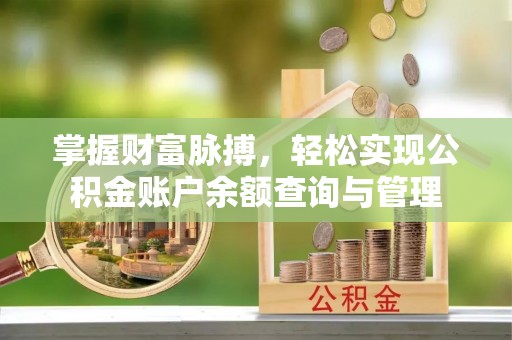静乐掌握财富脉搏，轻松实现公积金账户余额查询与管理